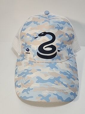 Camo Snake Trucker Hat - Light Blue & Tan